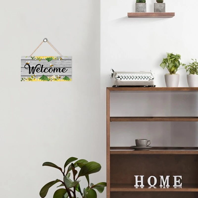 Rustic Welcome Wall Hanging Decor Wood Art Plaques Sign Door Sign for Home Living Room Front Door Decor