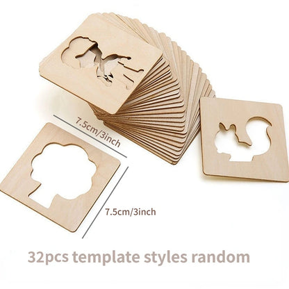 Kids Drawing Toys Montessori DIY Painting Stencils Template Wooden Craft Puzzle Educational Toys for Boys Girls Birthday Gift