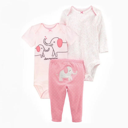 Newborn Baby Girls Clothes Set Pure Cotton Clothes Soft Cute Animal Kids Bodysuits+Pants Outfit Toddler 3Pcs Kids Bebe 6-24M