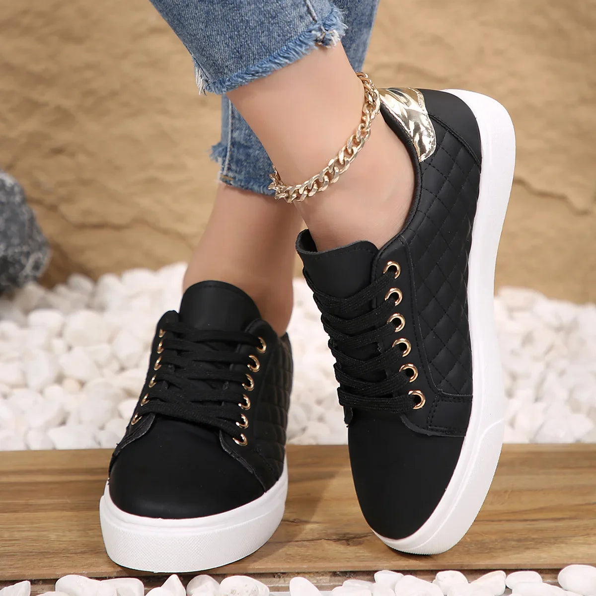 2024 Women Sneakers Tennis Platform Shoes for Women Comfort Casual Flat Tenis Woman Lace-up White Sports Women Vulcanized Shoes
