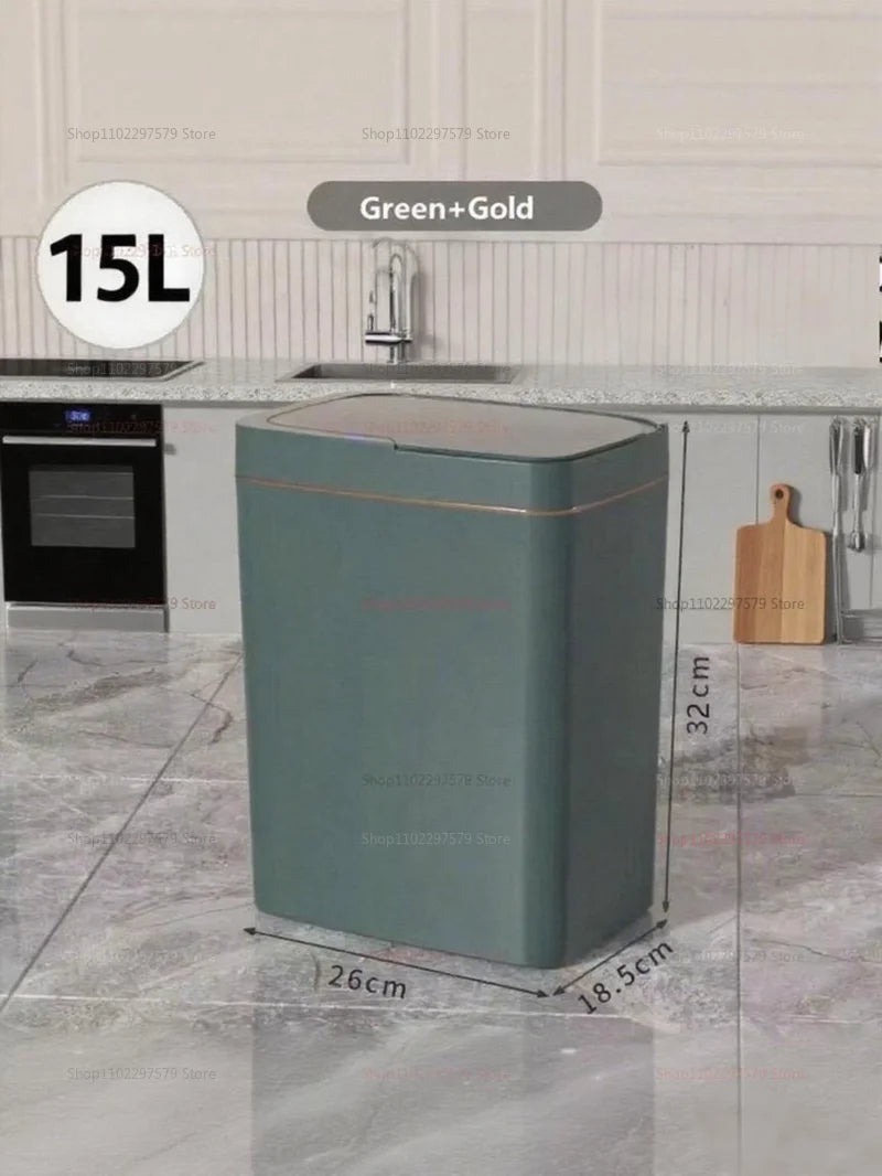 15L Non Contact Smart Sensor Trash Can Automatic Bagging Electric Bathroom Trash Bin Wireless White Smart Home Kitchen Disposal