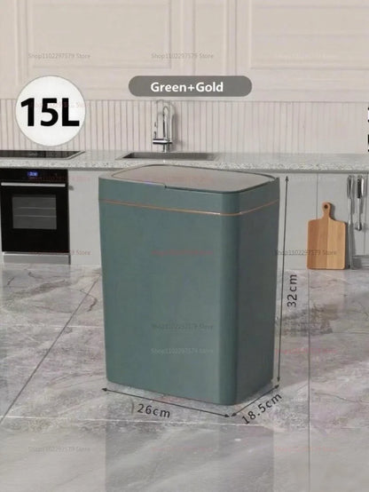 15L Non Contact Smart Sensor Trash Can Automatic Bagging Electric Bathroom Trash Bin Wireless White Smart Home Kitchen Disposal