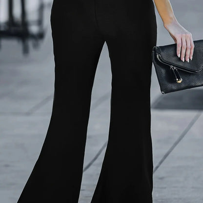 New autumn 2024 plus size women's British elegant and gentle street style hot pleated design flared pants.