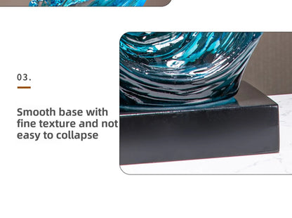 Home Decor Wind and Water Rising Decorations,Blue Resin Sculpture Luxury Living Room Entrance Vertical Art Decoration Customized