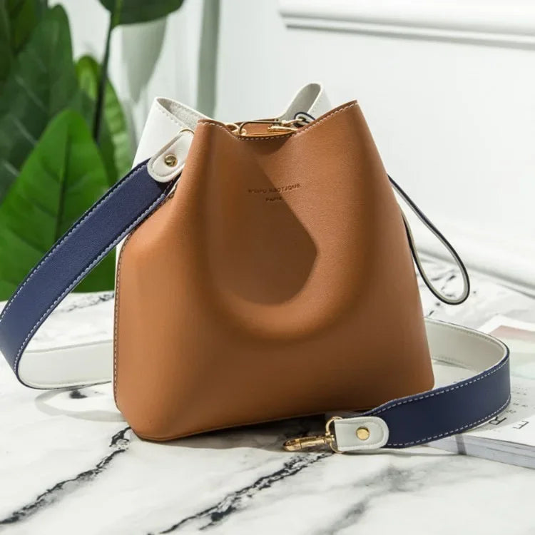 Summer Women's PU Leather Bucket Bag - Fashion Crossbody Shoulder Tote, Brand Designer Messenger Purse for Ladies