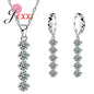 Wedding Women Bijoux Classic Genuine 925 Sterling Silver Cubic Zircon Jewelry Sets Shiny Crystal Necklace Pendant Drop Earrings