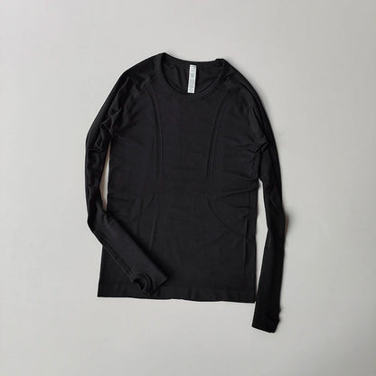 Yoga Clothes for Women, Sports Tops, Round Neck,, Seamless, Slim, Running Shirt Fitness Workout Long Sleeves Gym T shirt, Winter