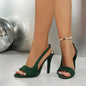 Women's Sexy High Heel Sandals  New Party Dress Round Toe Slippers Summer Fashion High Heels Brand Design