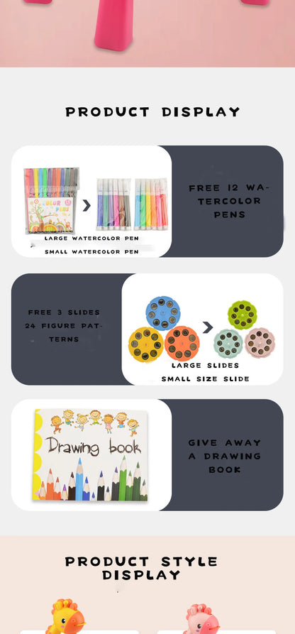 Kids Painting Board Toys Children LED Projector Art Painting Table Desk Arts Toy  Educational Learning Paint Tool Toy For Girl