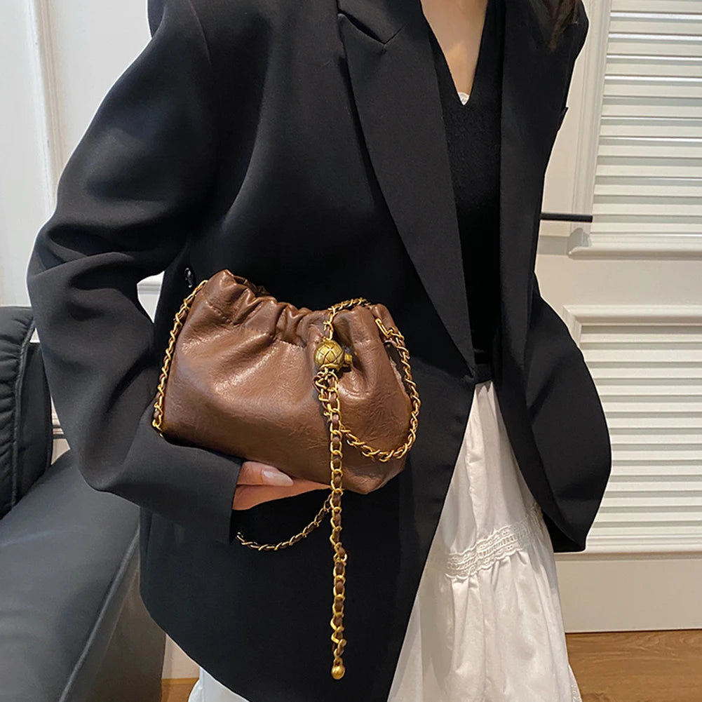 Women Crossbody Tote Bag PU Leather Pleatd Hobo Bag Versatile Messenger Bag Satchel Sling Bag Girl Stylish Purse