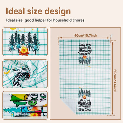 4/6Pcs Kitchen Towels Microfiber Camping Dish Towels 60x40cm Camper Hand Towels with Funny Sayings for Kitchen Bathroom Home