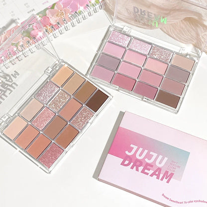 16-Color Eyeshadow Palette Matte & Shimmer – Nude Earth Tones, Silky Blendable Texture, Korean Style Natural Eye Makeup Look