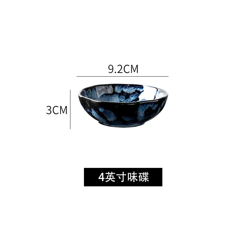 Creative Kiln-Change Bowl and Plate Tableware Home Retro Ceramic Tableware Hotel Dish Plate Rice Bowl Set Home Fish Plate