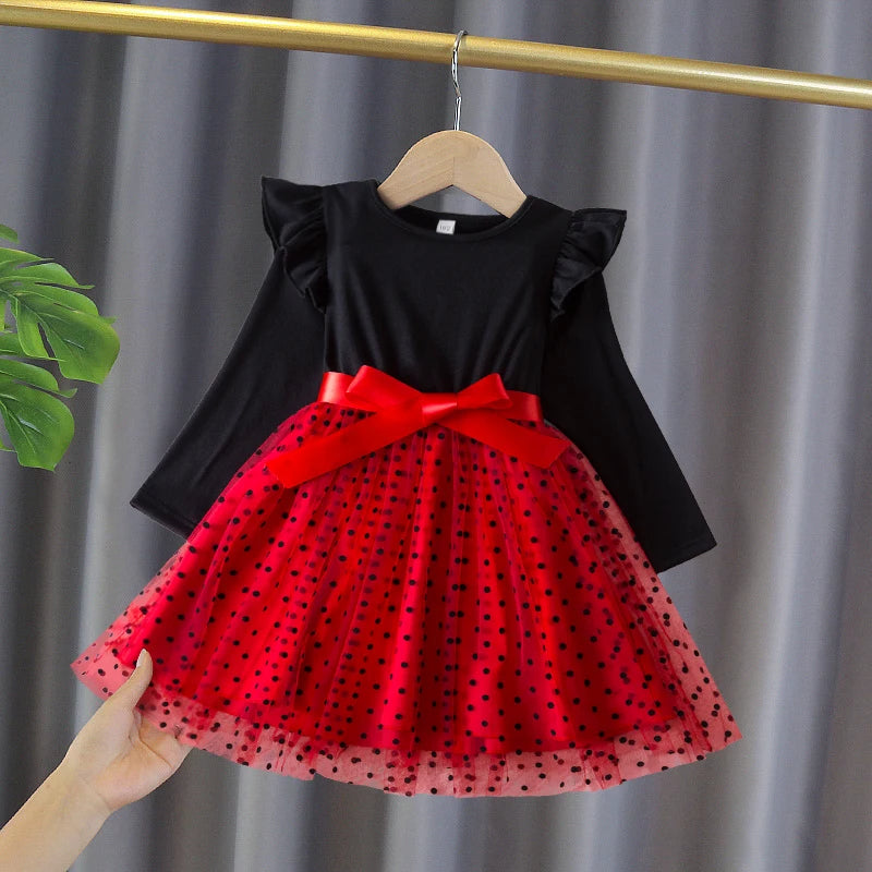 Elegant New Girl Embroidery Flower Girl Dresses for Wedding Autumn Winter Long Sleeve Princess Birthday Party Clothing 3-8Yrs