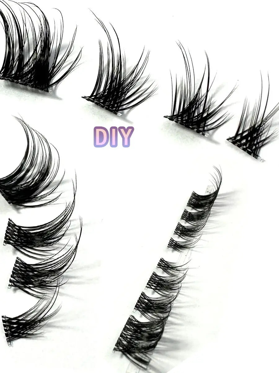 3D DIY Fake Eyelashes 32Rows Slanted Flying Fox Eyelash Natural Makeup Eyelash Set With Eye-Catching Long and Thick Eyelashes