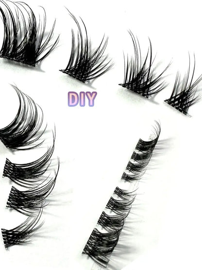 3D DIY Fake Eyelashes 32Rows Slanted Flying Fox Eyelash Natural Makeup Eyelash Set With Eye-Catching Long and Thick Eyelashes