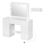 WOLTU Vanity Makeup Desk with LED Lights and Charge Socket Dressing Table with Large Mirror Modern 7 Drawers Bedroom Dresser
