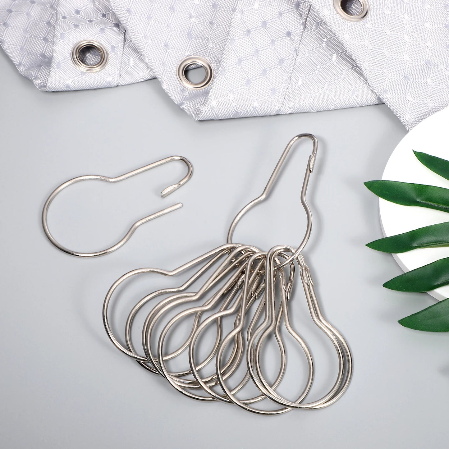 Curtain Hooks Set Silver Ring Curtain Hook Accessories Bathroom Gourd Shape Shower Hooks Multifunctional Hardware Fittings