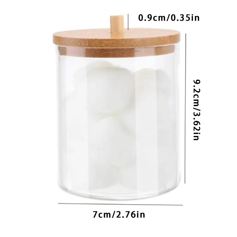 Bathroom Organizer Accessories Set Makeup Holder Storage with Clear Plastic Lids, Cotton Ball/Swabs Dispenser, Organizer Jar