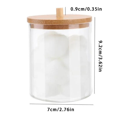 Bathroom Organizer Accessories Set Makeup Holder Storage with Clear Plastic Lids, Cotton Ball/Swabs Dispenser, Organizer Jar