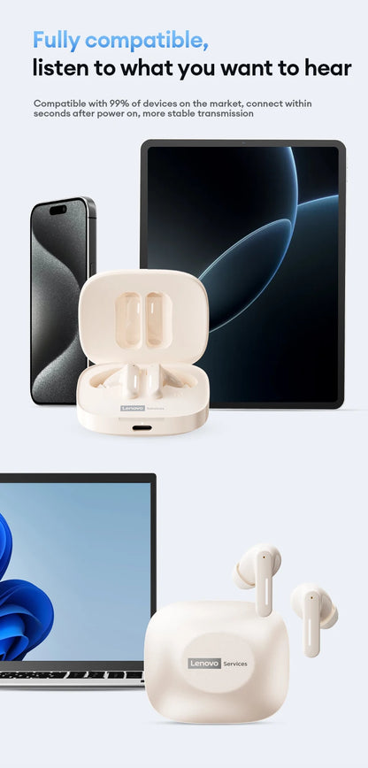 New Lenovo LE209 Wireless Bluetooth Earphone ANC Noise Reduction HiFi Music Bluetooth Headphone 30H Battery Life Gaming Headset