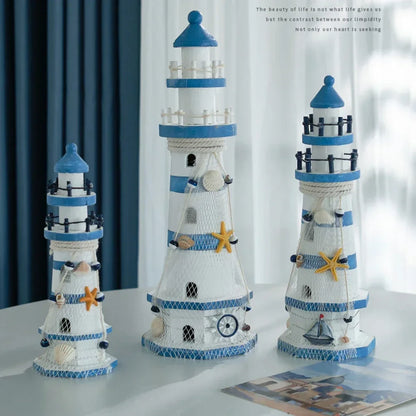 Mediterranean Wooden Lighthouse Sea Decorations Home Decoration Creative Marine Style Decor Gifts For Kids Living Room Ornament
