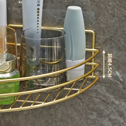 Bathroom Shelf Wall Mounted Corner Storage Shelves Shampoo Holder Cosmetic Rack Iron Shower Drain Basket Bathroom Organizer
