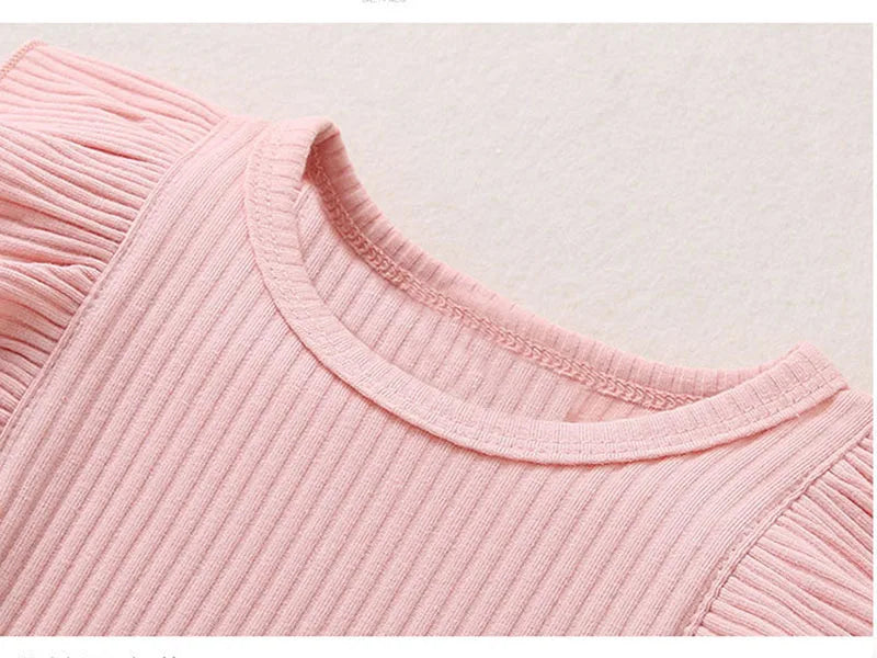 Newborn Baby Girls Clothes Infant Long Sleeve Ruffle Romper Bodysuits+Pants+Bow Headband 3Pcs Suit Children Toddler Outfit A422