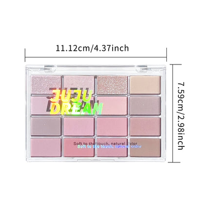 16-Color Eyeshadow Palette Matte & Shimmer – Nude Earth Tones, Silky Blendable Texture, Korean Style Natural Eye Makeup Look