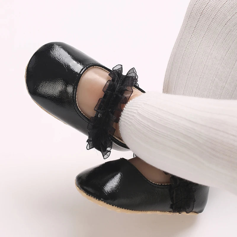 Black British Retro Princess Shoes For Spring And Autumn 0-18 Months Baby Shoes With Soft Soles And Non Slip Baby Walking Shoes