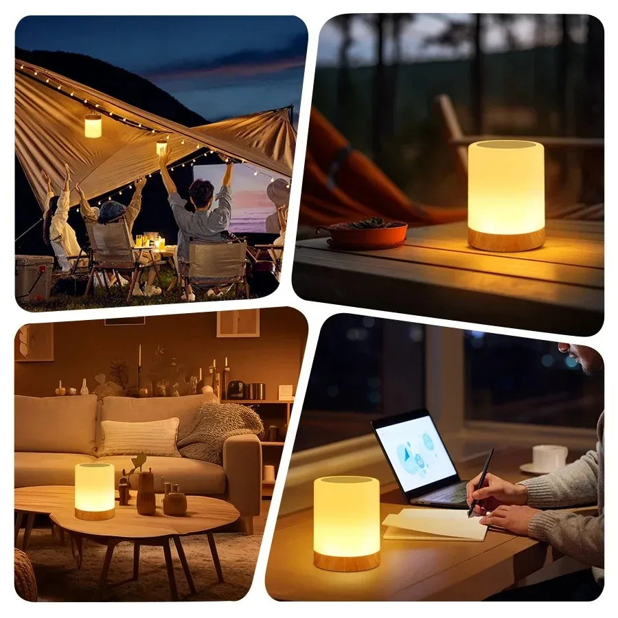 16 Colors Smart Touch Bedside Table Lamp RGB USB Rechargeable Night Light Desk Lamp Bedroom Decoration Gift Dining Table Light