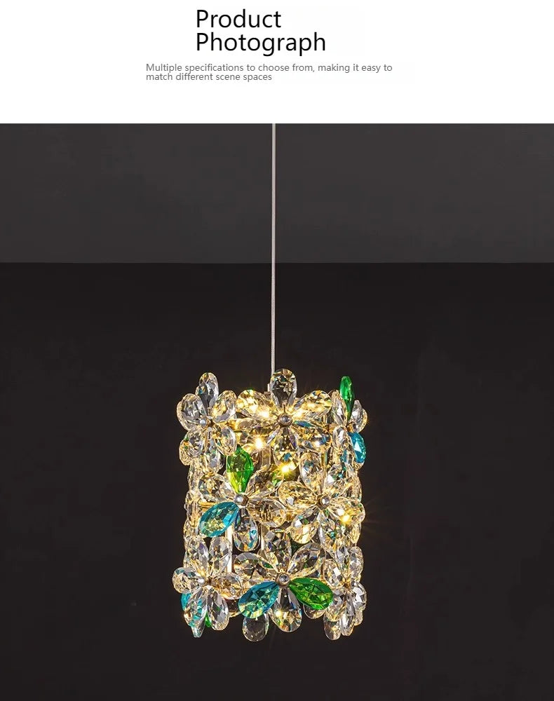Bedroom Bedside Lamp Crystal Small Chandelier French Flower Light Luxury Entrance Cabinet Restaurant Cloakroom Hanging Line Lamp