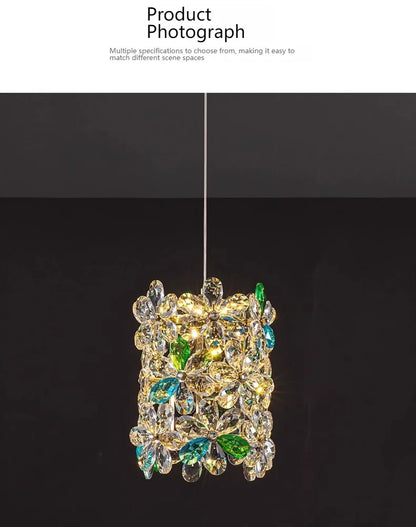 Bedroom Bedside Lamp Crystal Small Chandelier French Flower Light Luxury Entrance Cabinet Restaurant Cloakroom Hanging Line Lamp
