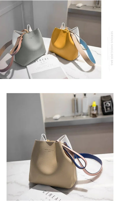 Summer Women's PU Leather Bucket Bag - Fashion Crossbody Shoulder Tote, Brand Designer Messenger Purse for Ladies