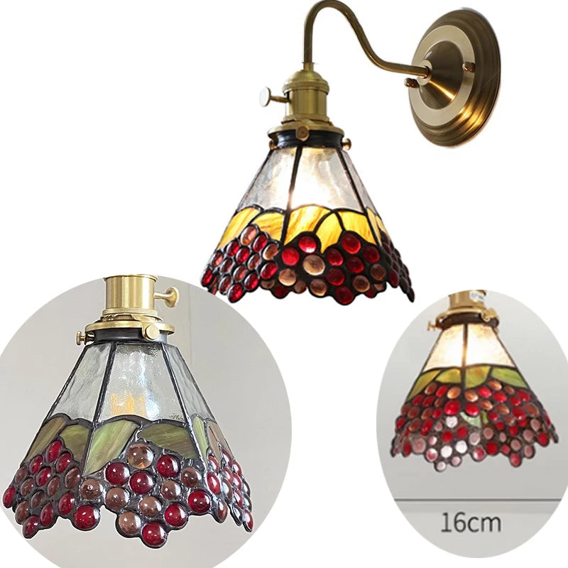 Bedroom headboard Tiffany living room background wall light light luxury Nordic American retro corridor corridor all copper wall