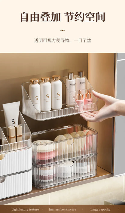 Bathroom Storage Boxes Transparent  Cosmetics Dormitory Accessories Organizer Modern Style Convenient Organization Home