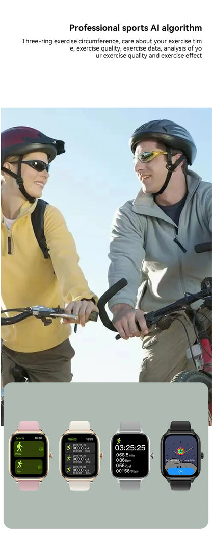 2025 New Smart Watch Men Women Gifts 2.01'' Full Touch Screen Sport Fitness Tracker Smartwatch Men BT Calls Digital smarthwhatch