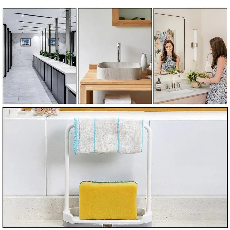 Kitchen Sink Storage Rack Dish Cloth Hanger Towel Organizer Holders Sponge Drain Shelf with Drain Tray household Gadgets