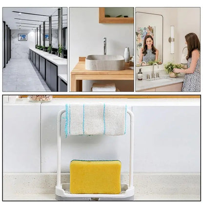 Kitchen Sink Storage Rack Dish Cloth Hanger Towel Organizer Holders Sponge Drain Shelf with Drain Tray household Gadgets