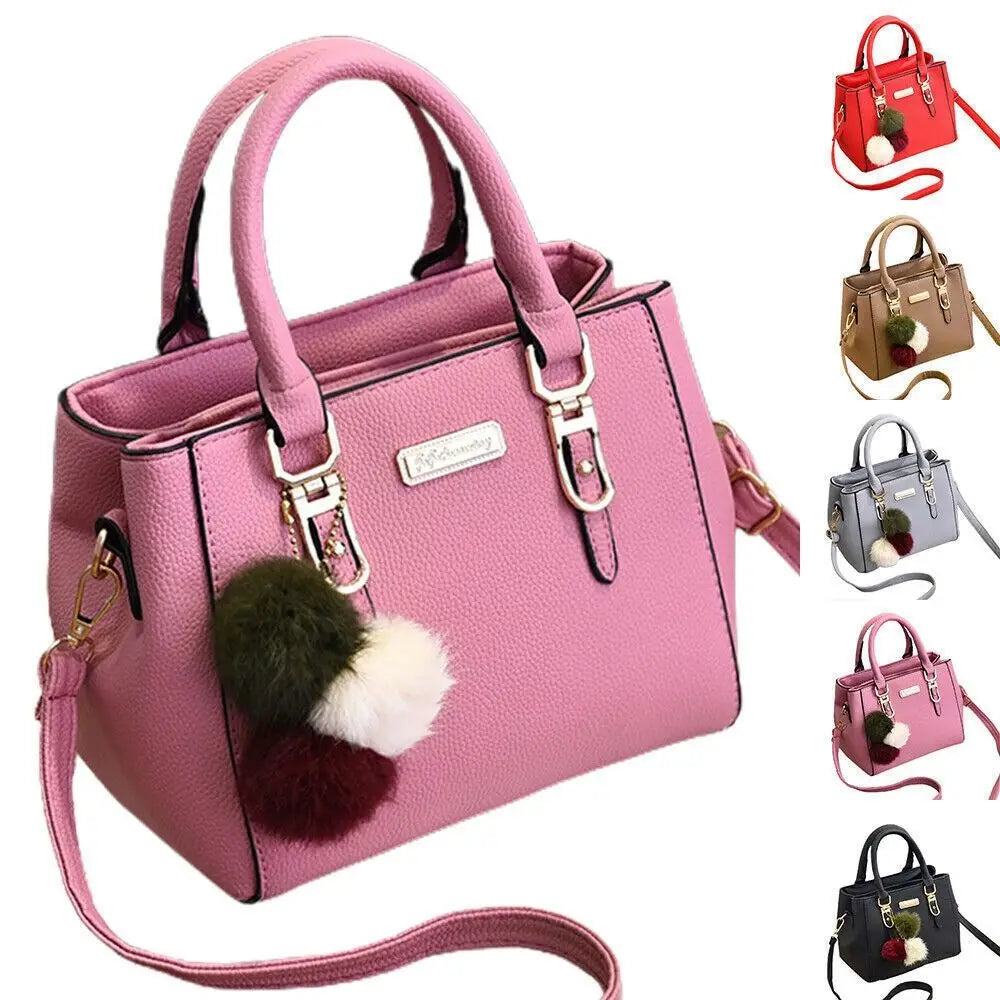 PU Leather Ladies HandBags Women Vintage Purse Plush Tassel Messenger Bags Tote Boston Shoulder Crossbody Bag Large Capacity