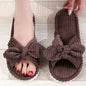 Summer House Slippers for Women Corduroy Cross Bow Indoor Slippers Slip On Bedroom Shoes with Soft Memory Foam Anti-Skid Shoes