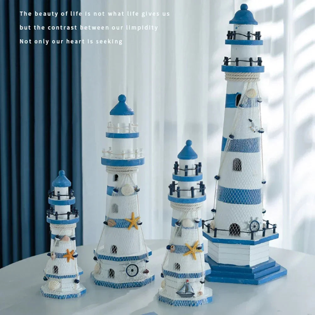 Mediterranean Wooden Lighthouse Sea Decorations Home Decoration Creative Marine Style Decor Gifts For Kids Living Room Ornament