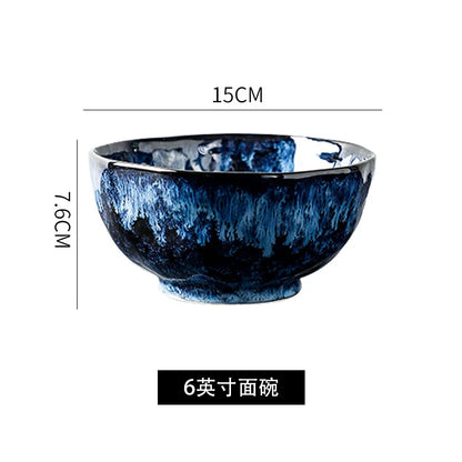 Creative Kiln-Change Bowl and Plate Tableware Home Retro Ceramic Tableware Hotel Dish Plate Rice Bowl Set Home Fish Plate