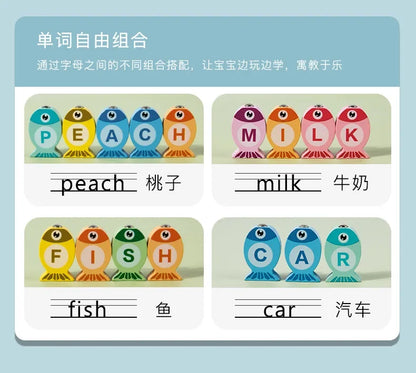 Kids Wooden Fishing Game Toys Gifts Early Education Alphabet Numeric Cognitive Toys Children Interactive Games Toys for Gifts