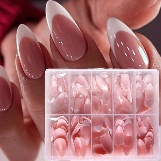 360/150pcs/box Nude Pink Almond French False Nails White Tip Design Short Wearing Fake Nails Women Nails Press On Nails Manicure