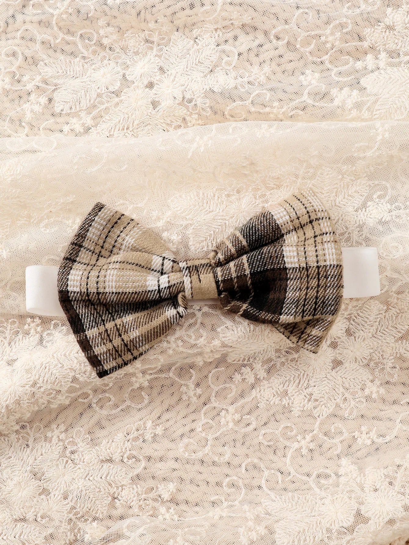 New Baby Girl Spring And Autumn Black Checkered Fake Two-piece Big Bow Headband Dress For Daily Outdoor Wear