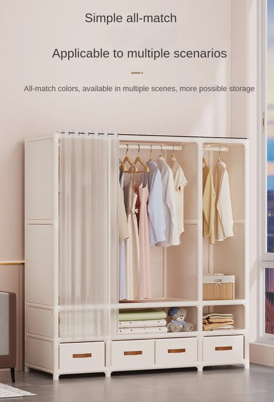 Floor-Standing Simple Wardrobes Home Large Capacity Durable Clothes Cabinet Dustproof And Economical Wardrobe Bedroom Furniture