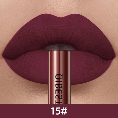 QIBEST 24 Colors Liquid Lipstick Ultra Matte Velvet Long Lasting Women Beauty Red Nonstick Cup Waterproof Lip Gloss Nude Makeup