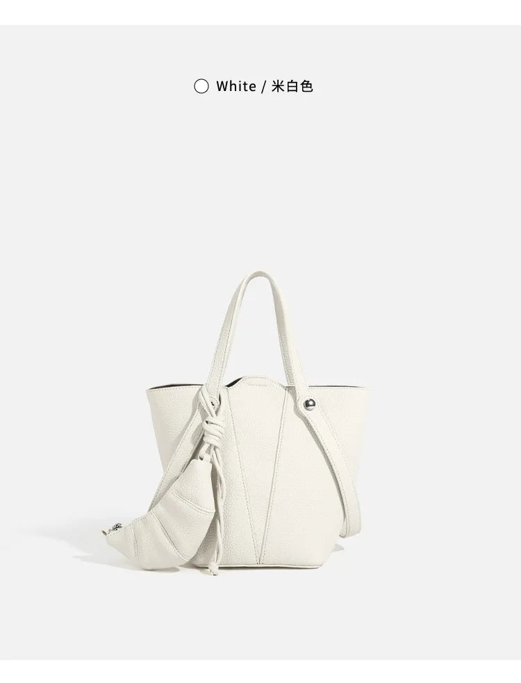 Designer PU Leather Bucket Bag Women Fashion Two-in-One Shoulder Crossbody Top Handle Convertible Purse High Quality