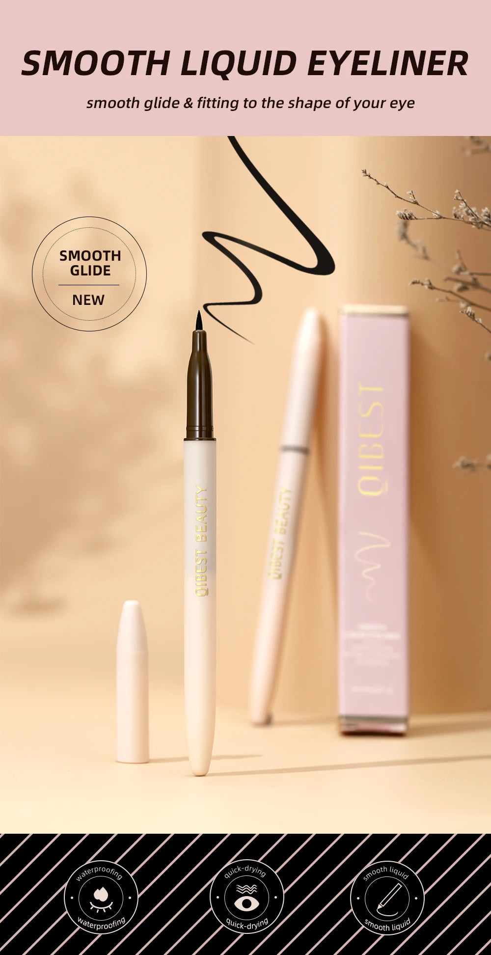 2023 Women 1 Pcs Eyeliner Liquid Pen Waterproof Long Lasting Quick Drying Smooth Makeup Beauty Matte Eyeliner Stamp Eye Pencil